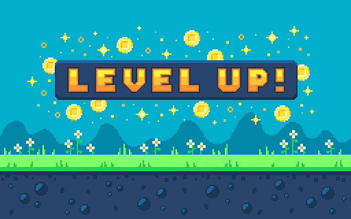 ein Screenshot von einem videospiel mit der Überschrift: Level up