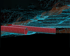 Ein computergeneriertes Bild von zwei Rohren